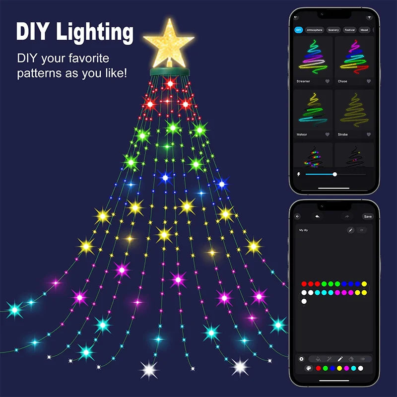 Christmas Decoration Lights 400 LED Christmas Tree Lights with Star Topper Indoor Outdoor String Lights for Yard Party Home