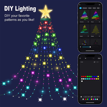 Christmas Decoration Lights 400 LED Christmas Tree Lights with Star Topper Indoor Outdoor String Lights for Yard Party Home