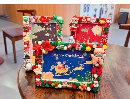 Christmas Holiday Gifts DIY  Cream Gum 6 Inches  Photo Frame Material Pack Handmade Production Cartoon Photo Frame Wooden