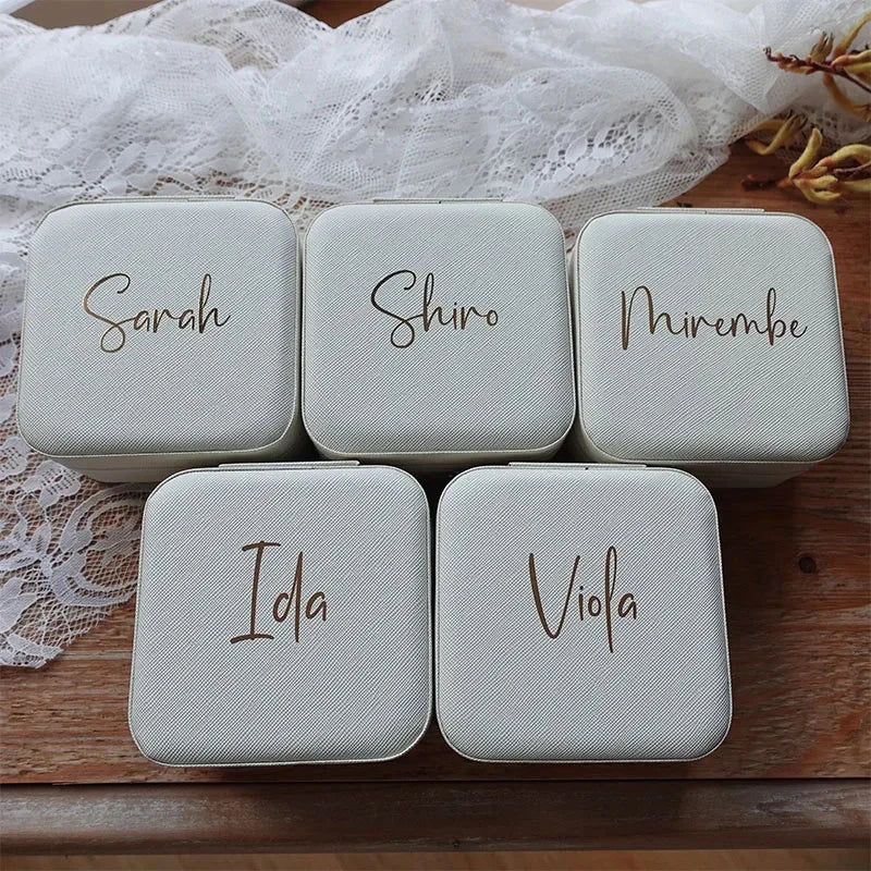 Personalized Bridesmaid Gifts Travel Jewelry Case with Name Customized Gift for Bachelorette Party Gift Birthday Favor For Her