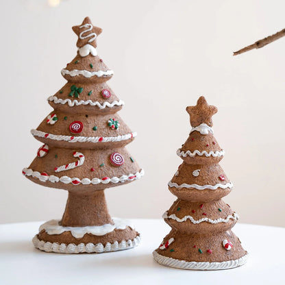 Christmas Tree Figurine Resin Tabletop Xmas Tree Statue Desktop Ornament for Home Living Room Christmas Party Decoration
