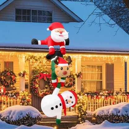8FT Climbing Santa with Reindeer & Snowman