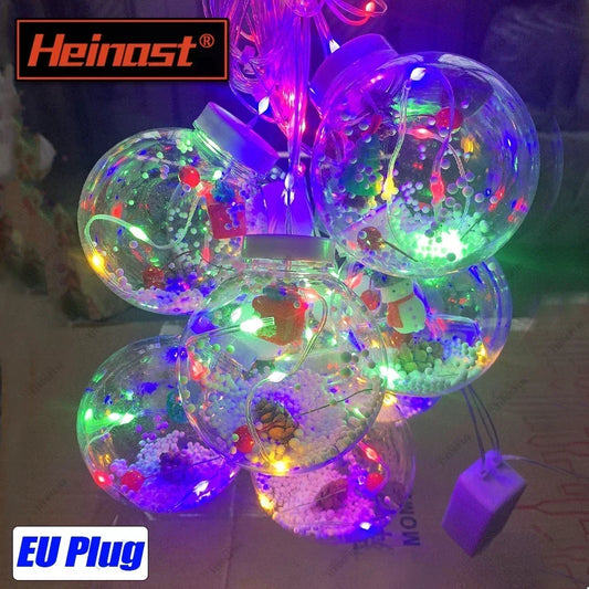 LED Holiday Light Christmas Decoration Lamp Room Decor Garland Santa Tree Moon and Star String Lights Decoration Accessories