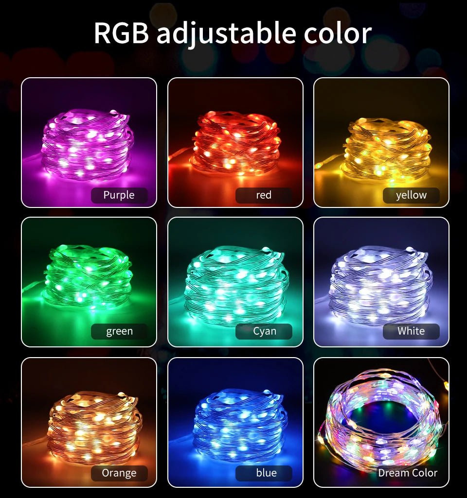 Led Fairy Light Strip Christmas Lights Smart Bluetooth USB Music Festoon Street Garland Wedding Birthday Party Decor for Home