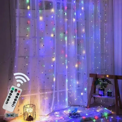 Christmas Lights USB LED Fairy Curtain String Lights with 8 Mode Remote Festoon Christmas Decoration for Home Holiday Wedding