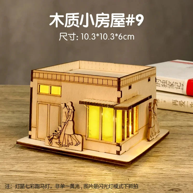 Christmas LED Wooden House Light Luminous Cabin Ornament