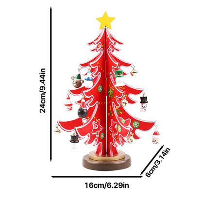 Christmas Wooden 3D Tree Ornament Festive Holiday Decor Tabletop Decoration Accessory Indoor Christmas Party Favor