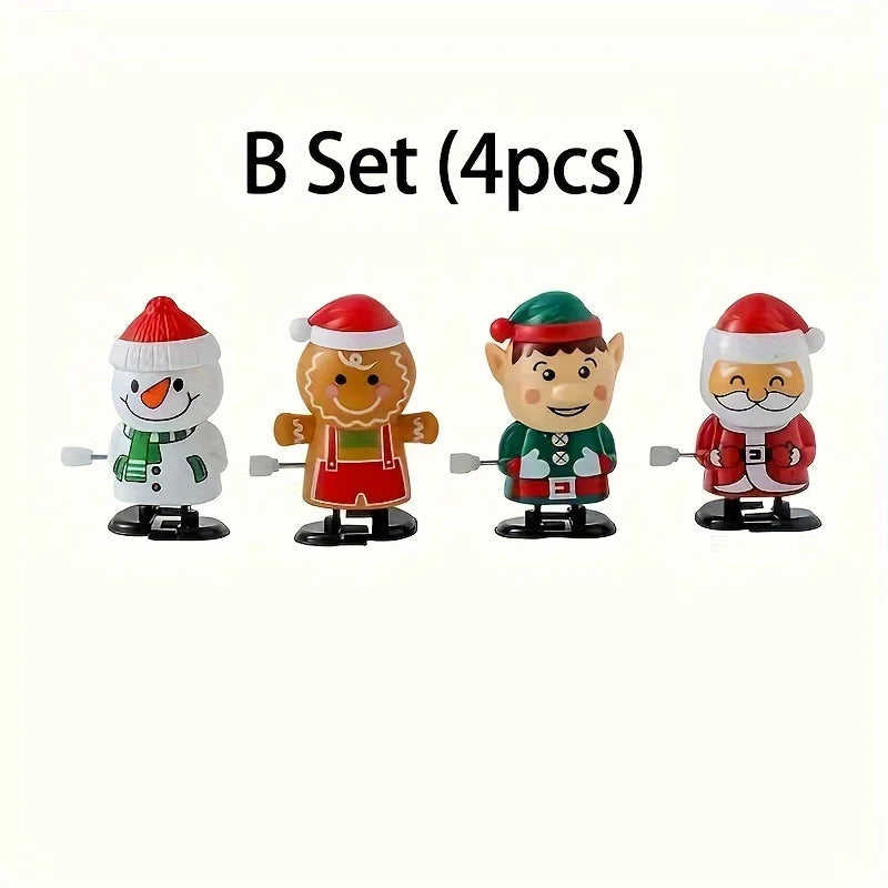 3 sets of Christmas wind-up gifts for holiday parties: Moving Santa, snowman, and a reindeer that does handstands.