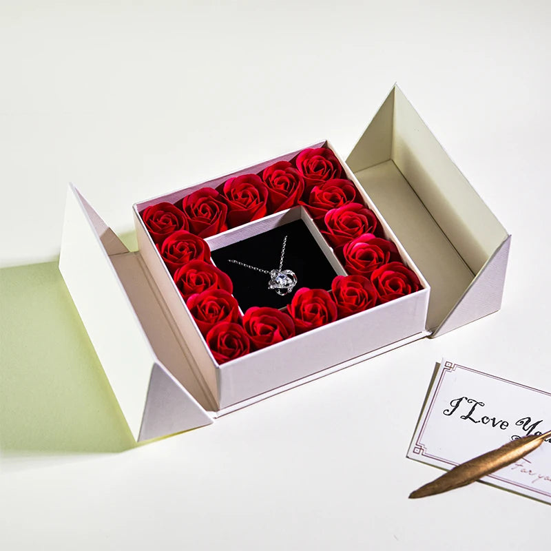 Gifts for Women Jewelry Pendant Necklace /w Soap Eternal Rose Gift Box Mother's Day Necklace Jewelry Wedding Anniversary Gifts