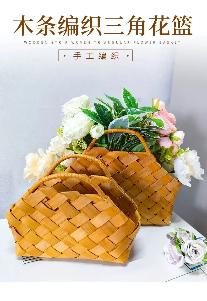 Gift Woven Flower Basket,decor Flower Basket Festival Wedding Birthday Creative Gift Woven Bag Hand Gift Basket Party Supplies