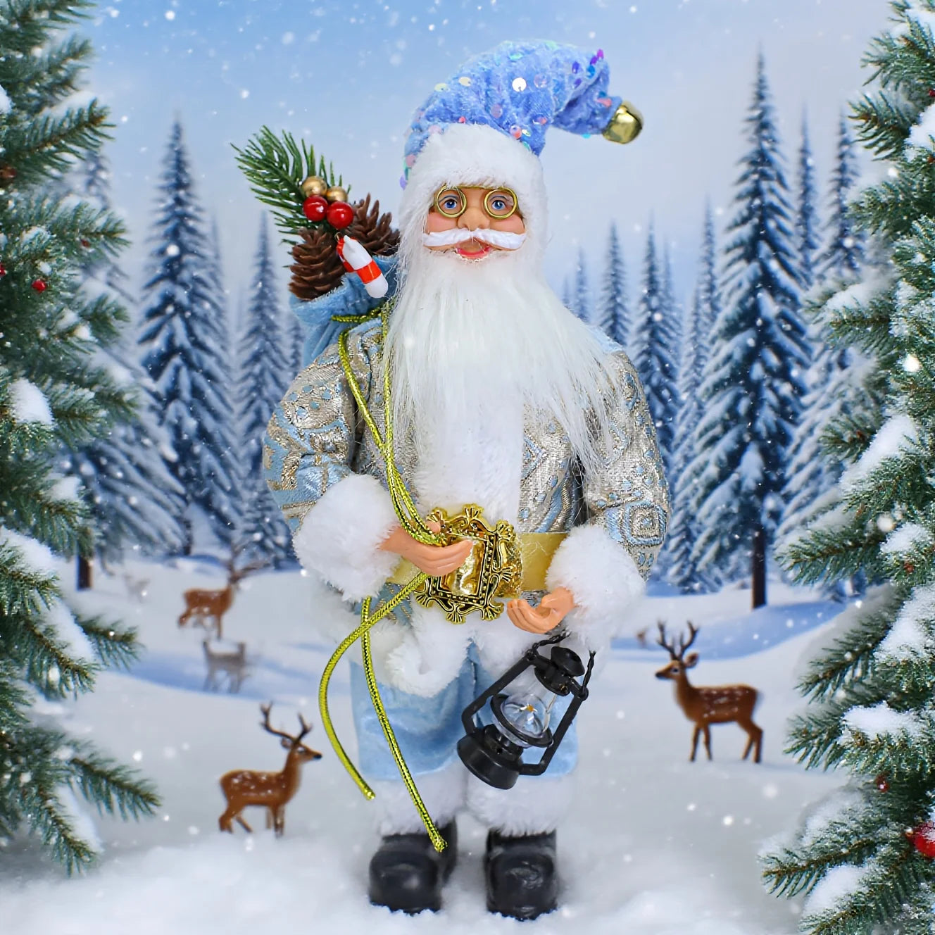 Christmas figurine ornaments, Santa standing ornaments, Christmas cute gifts, window decorations