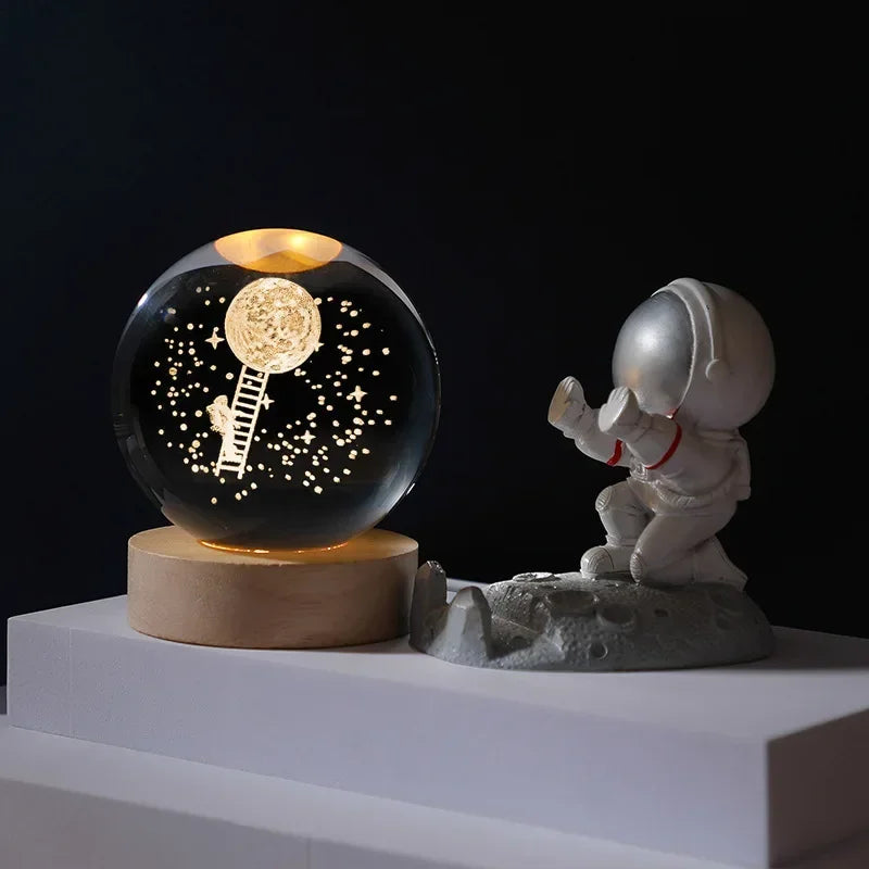 NEW Christmas Birthday Gifts6 Crystal Ball Planet Night Light Laser Solar System Globe Astronomy Festival GiftsDesktopDecoration