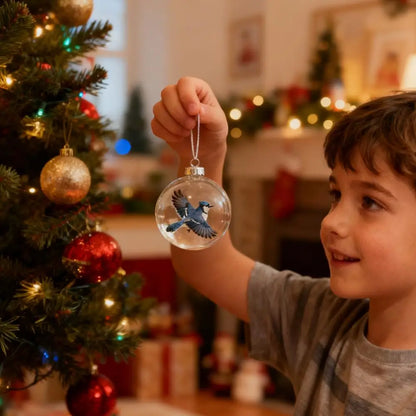 Christmas Clear Ball Ornaments Natures Birds Crystals Glass Set Hanging For Decor Set Xmas Tree Holiday Party Home Decoration