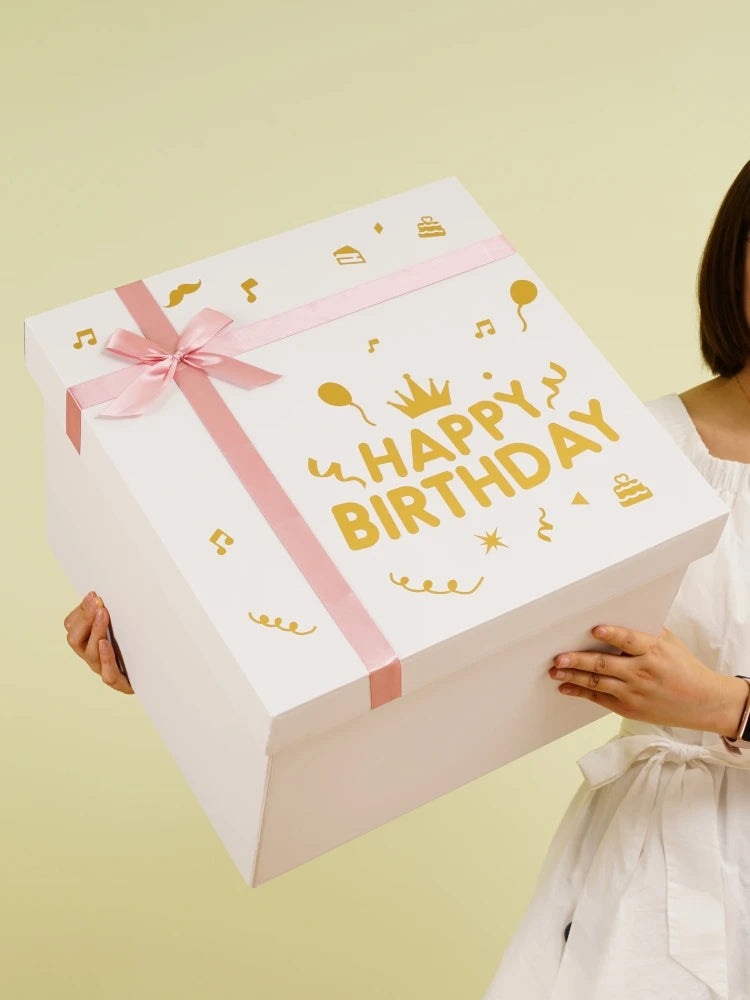 White Surprise Birthday Gift Box Extra Large Ceremony Feeling Girlfriend Present Box Special Large Size Wedding Celebration S...