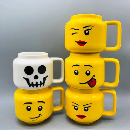 Party Favor Gifts Cute Cartoon Mug for Coffee Milk Tea Ceramic Cup Drinkware with Creative Impish Expression Pattern