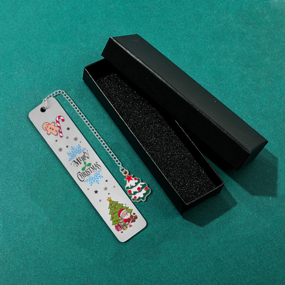 The best choice for Christmas reading gifts is stainless steel metal bookmarks, black high-end gift box packaging.