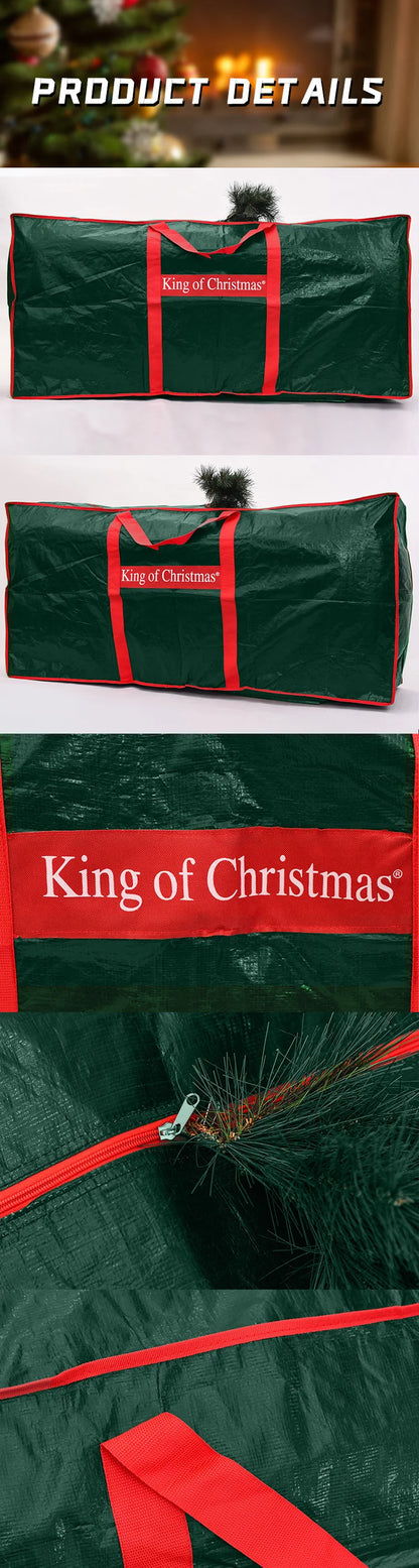 Christmas Tree Storage Bag Artificial Xmas Trees with Durable Reinforced Handles Dual Zipper Waterproof Protects From Dust-Green