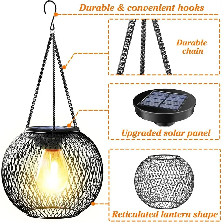 Solar Lantern Outdoor, Ortiny Upgraded Solar Lights for Outside Decorative Outdoor Hanging Lights Waterproof Solar Lanterns