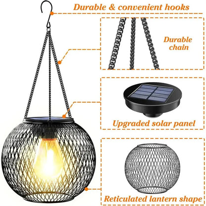 Solar Lantern Outdoor, Ortiny Upgraded Solar Lights for Outside Decorative Outdoor Hanging Lights Waterproof Solar Lanterns