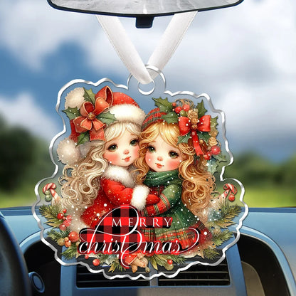 Navidad 2026 New Year Gifts - Christmas Theme Acrylic Hanging Ornaments Art Pendant for Car Home Party Wall Decoration 1PCS