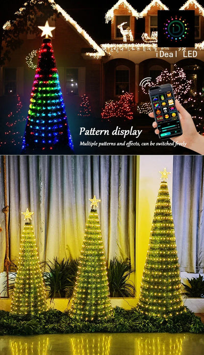 Christmas Decoration Lights 400 LED Christmas Tree Lights with Star Topper Indoor Outdoor String Lights for Yard Party Home