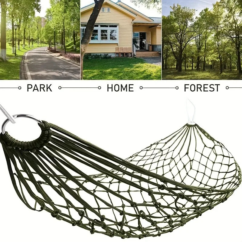 Outdoor Sports Hammock, Outdoor Sports Camping Hammock Net Nylon Rope Hook, Suitable for Garden, Beach, Courtyard Travel