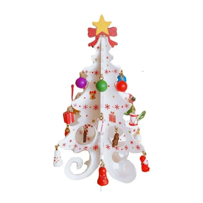 Christmas Tree Children Handmade DIY Stereo Wooden Christmas Tree Scene Layout Christmas Decoration Ornaments Hot