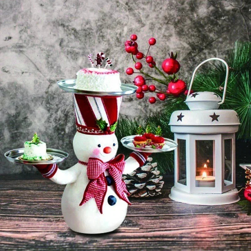 Christmas Tree and Waiter Tray Sculpture Resin Handicrafts Ornaments, Home Desktop Decoration, Full of Festive Atmosphere