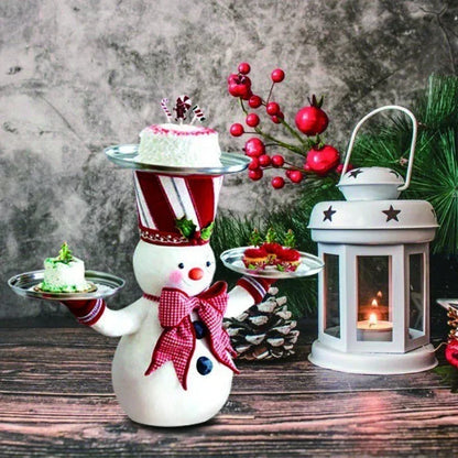 Christmas Tree and Waiter Tray Sculpture Resin Handicrafts Ornaments, Home Desktop Decoration, Full of Festive Atmosphere