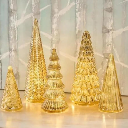 Christmas Trees with Lights 5 Pieces Acrylic LED Small Home Decor LED Light Up Christmas Tree for Outdoor Desk Table Fireplace