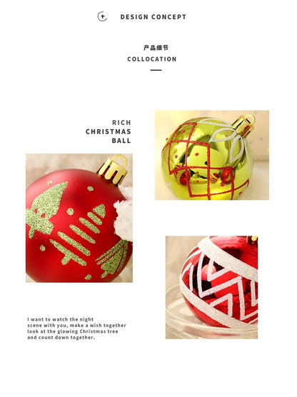 New Christmas Decorations 16 Red Green and White Ball Ornaments Christmas Tree Hanging Decorations Home Party Decorative Pieces