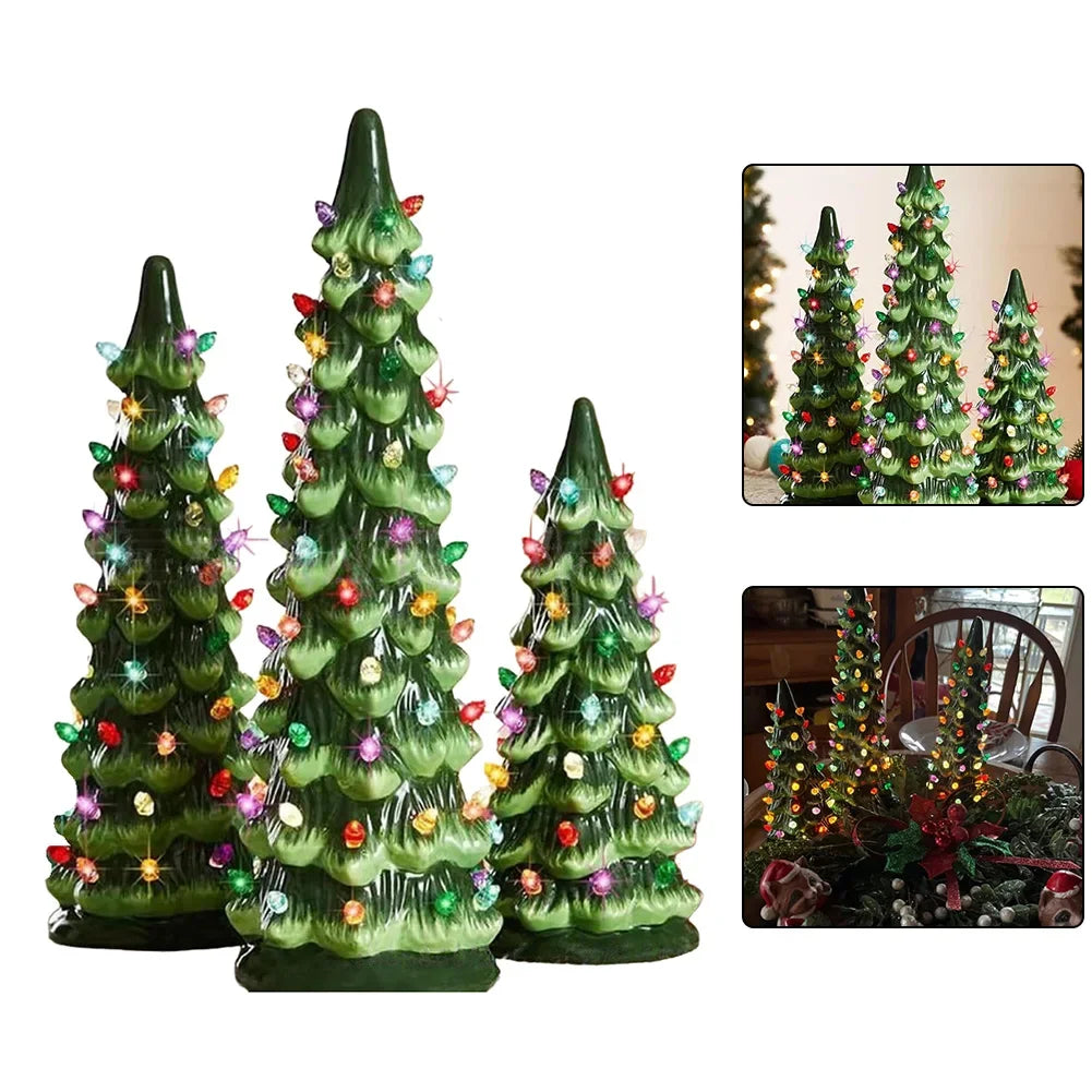 Christmas Trees Retro Hand-Painted Tabletop Xmas Trees Light Ornaments 10/15/20cm Simulated Christmas Tree Model 2026 New Year