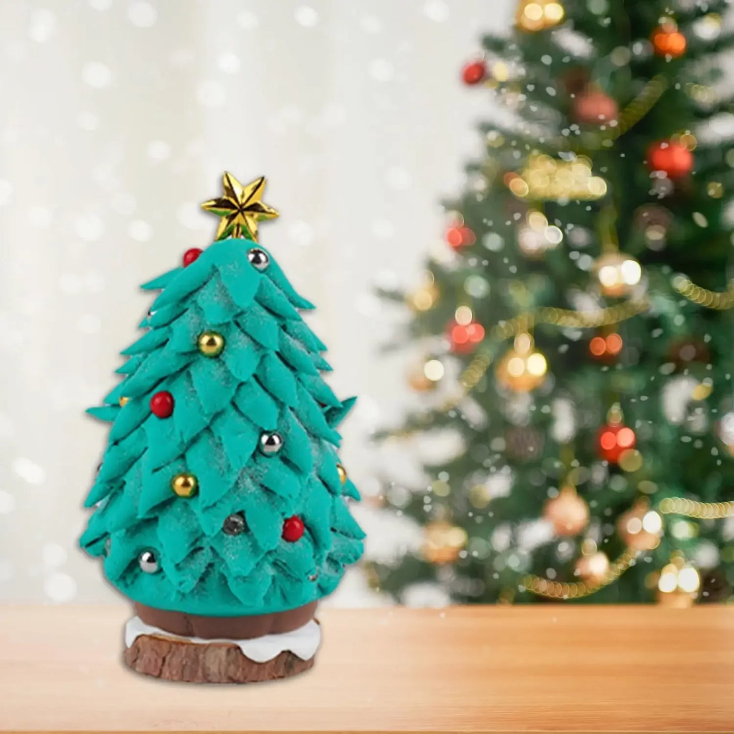 Christmas Trees DIY Crafts Kit for Kids Creative Air Dry Clay Modeling Indoor Home Decorations Xmas Gift for School Party Fun