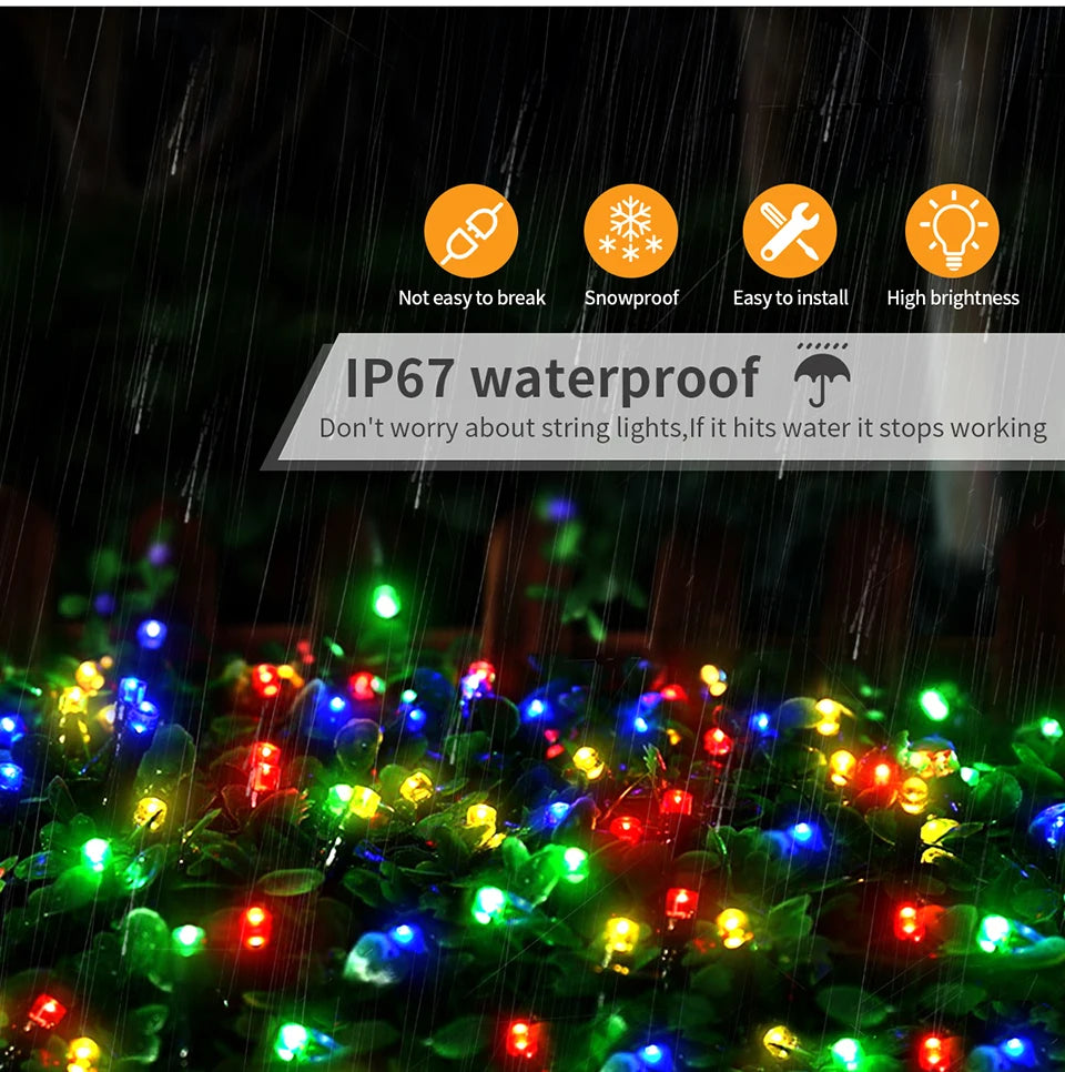 Outdoor Garden LED String Light Christmas Fairy Lights Waterproof Garland Lamp For Home Courtyard Holiday New Year Party Decor
