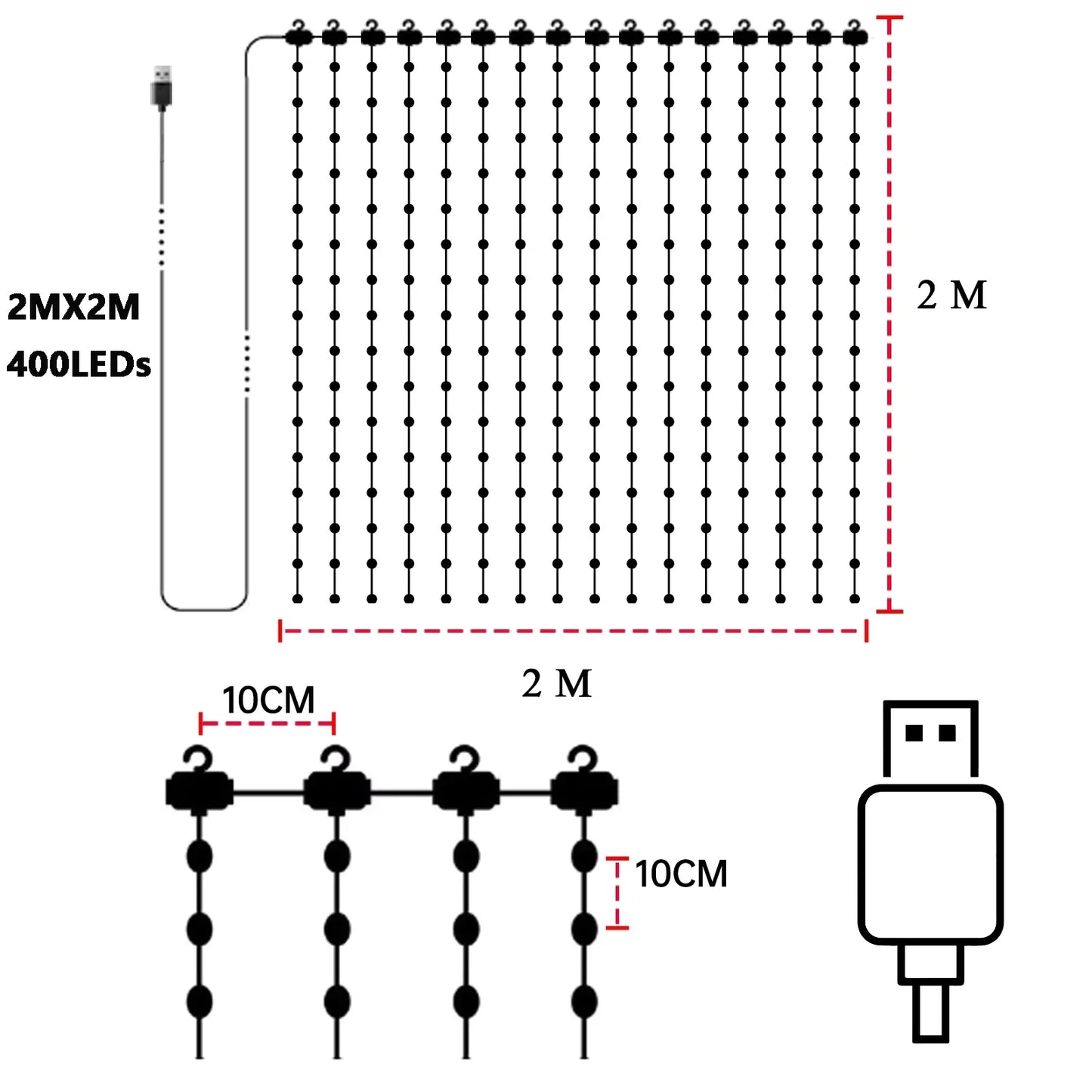Christmas LED Curtain Lights Smart APP Controlled DIY Text Pattern Animation Display Music Change Light Garland Festival Decor