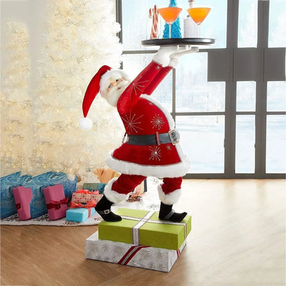 Christmas Tree and Waiter Tray Sculpture Resin Handicrafts Ornaments, Home Desktop Decoration, Full of Festive Atmosphere