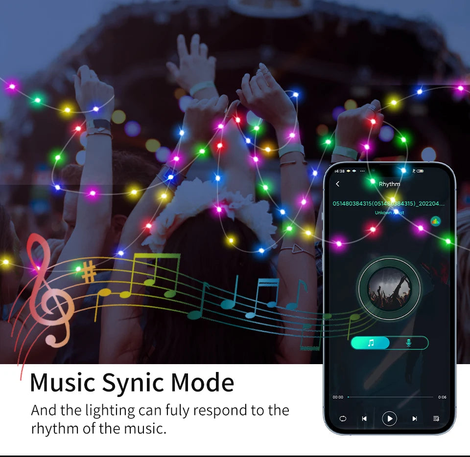 Led Fairy Light Strip Christmas Lights Smart Bluetooth USB Music Festoon Street Garland Wedding Birthday Party Decor for Home