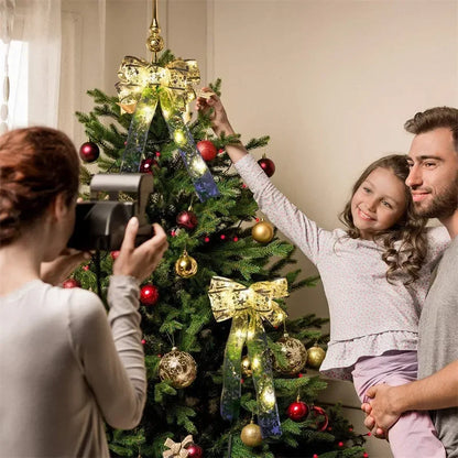 Christmas Decoration LED Ribbon Lights Christmas Tree Ornaments DIY Lace Bows String Light Navidad Home Decoration New Year 2025