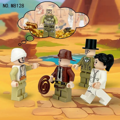 Gifts for guests, Egyptian dolls, M8128 children's assembled toys, birthday gifts, cartoon characters, mini dolls.