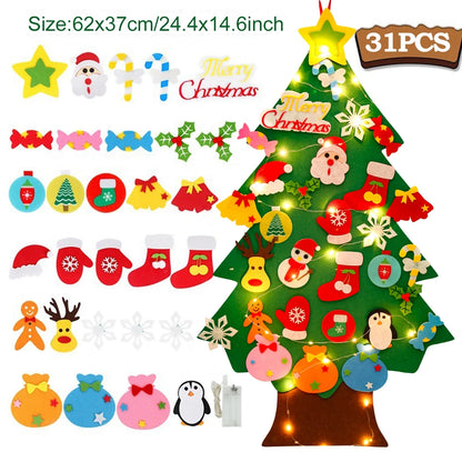Kids DIY Felt Christmas Tree Merry Christmas Decorations For Home 2025 Christmas Ornaments Navidad 2026 New Year Gifts Xmas Tree