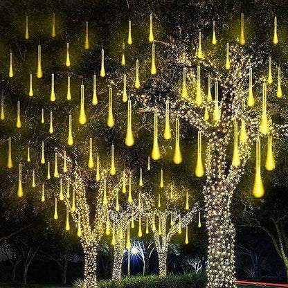 Christmas Lights Outdoor Meteor Shower Lights 8 Tubes Snow Falling Rain Cascading Icicle Lights for Tree Garden Decorations