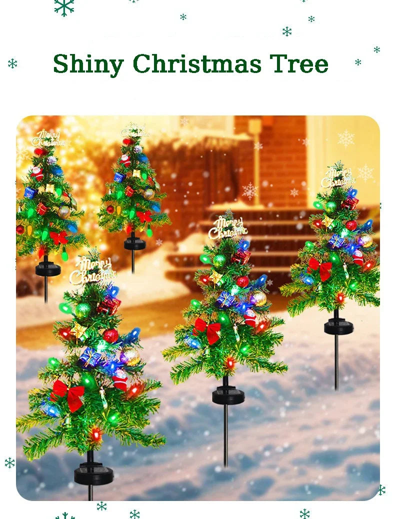 Christmas Tree LED Lights Solar Outdoor Decorative Lawn Garden Lamp Pathway Landscape Lighting for Holiday Festive Decor