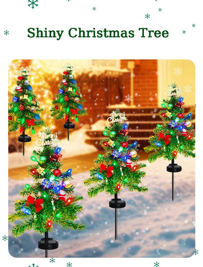 Christmas Tree LED Lights Solar Outdoor Decorative Lawn Garden Lamp Pathway Landscape Lighting for Holiday Festive Decor