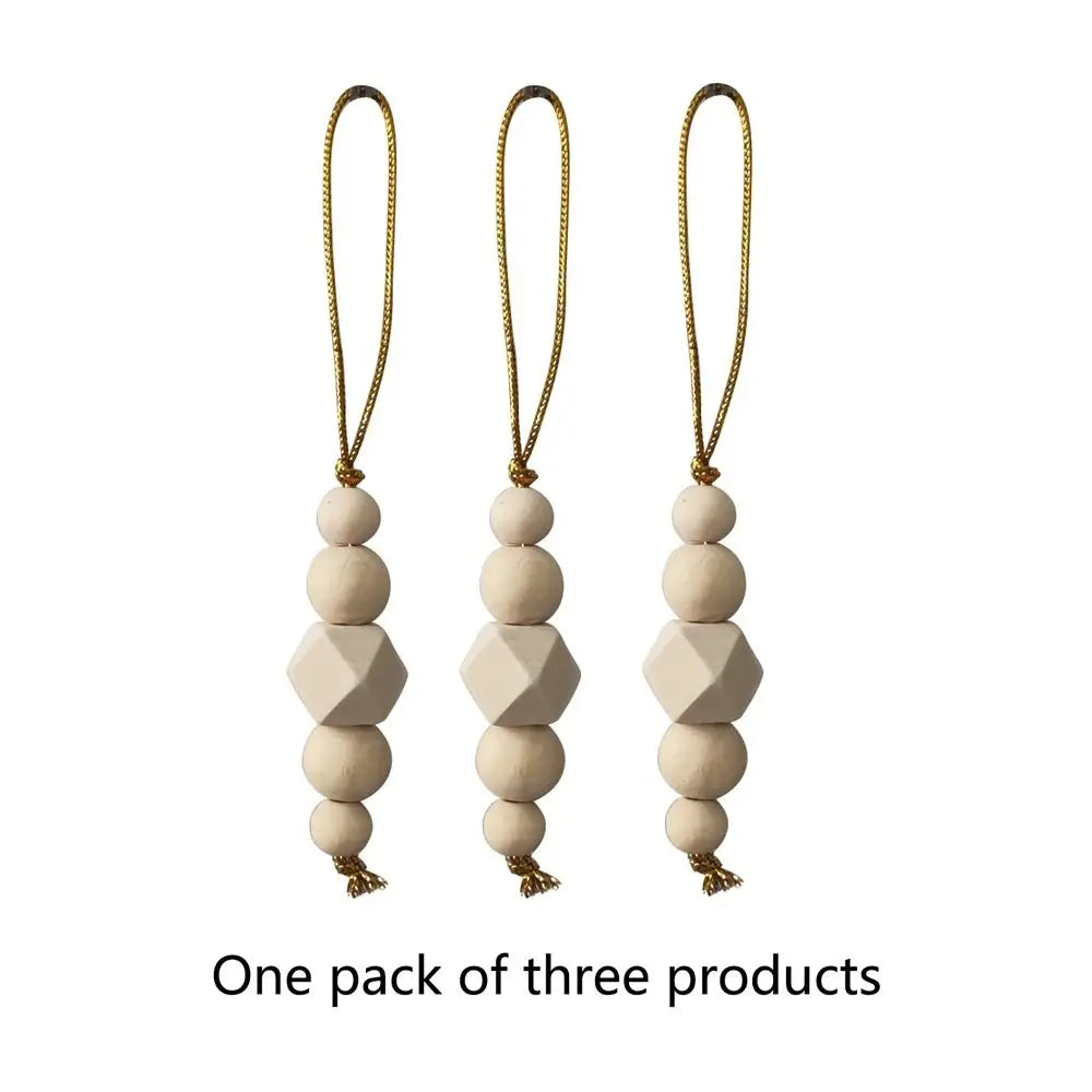 Cartoon Christmas Hanging Ornaments Handcrafted Tree Wooden Beaded String Snowman Pendant Decoration