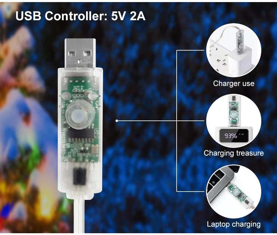 50M 20M 10M 5M 1M Christmas Lights LED Fairy String Light USB Smart Bluetooth Curtain Lights Garland for Home Party Decoration