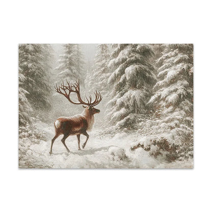 Christmas Trees Wall Art Snowy Village Print Picture Santa Deers Canvas Painting Poster For Livng Room Decoration Holiday Gift