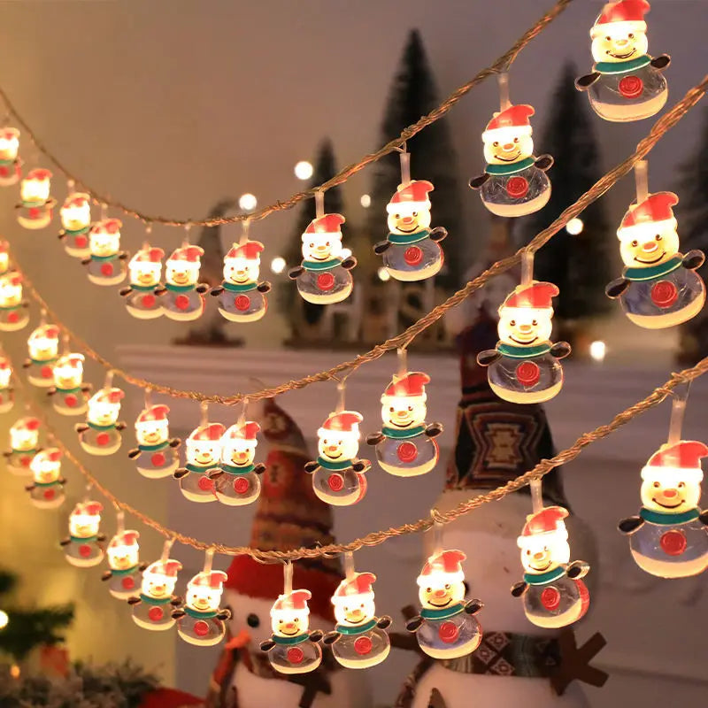 Christmas LED Color Light Strings Snowman Elders Christmas Tree Decorative Lights Scene Party Pendants Ambient Lights