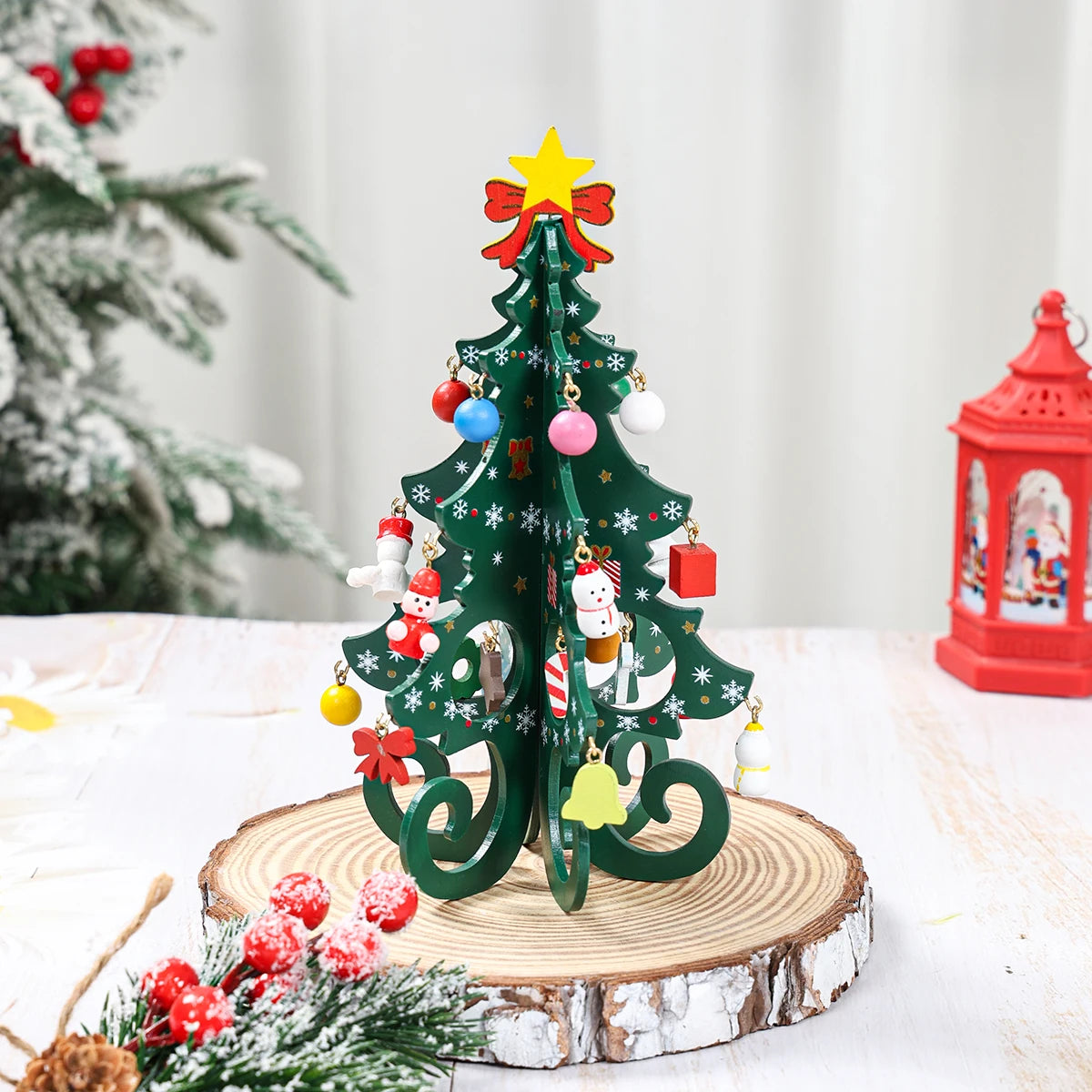 Christmas DIY Tree wooden Ornament Happy 2026 New Year DIY Table Home Decoration Xmas Navidad Merry Christmas Mini Trees