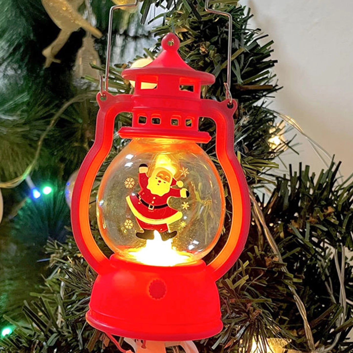 Christmas Lantern String Lights Battery Powered Santa Snowman Tree Pattern Decorative Lights