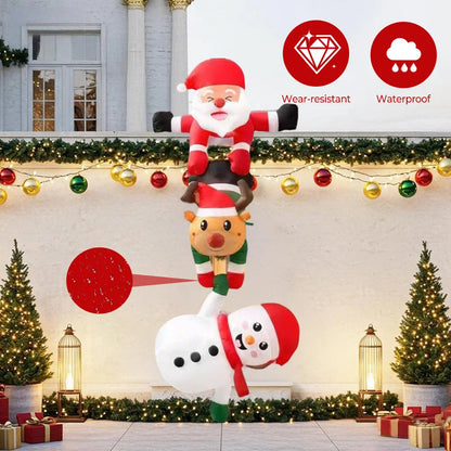 8FT Climbing Santa with Reindeer & Snowman